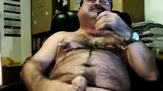 Dad pumps cock and cum