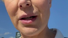 Amateur blonde slut outdoor banging following picnic