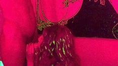 Dark haired amateur blowjob and handjob in fake taxi