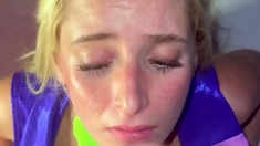 Hot Blonde Teen Fucks POV and Takes a Big Load to the Face