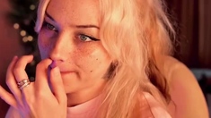 Blonde European Pamela Blond jerking off a Huge Dick