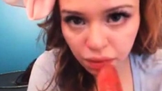 Redhead Amateur's Webcam Dildo Show