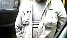 Bearded Daddy Strokes His Cock By His Truck Outdoors.