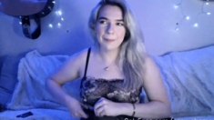Curly Blonde Teen Records Solo Dildo Masturbation
