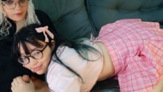 Babe Sneaky Online Date Handjob with Trans GF