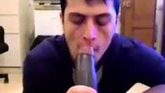 dude enjoys sucking a big black cock