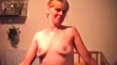 Mature with small saggy tits strip to MADONNA