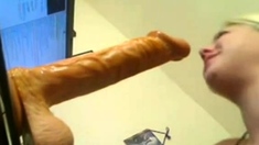 Blonde Deep Throats Dildo