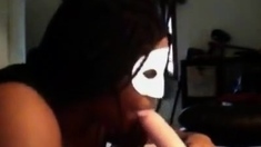 Compilation of a masked black chick sucking white cock